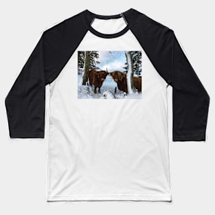 Scottish Highland Cattle Cow and Calf 1619 Baseball T-Shirt